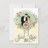 Chic Art Deco 1920er Jahre Braut & Groom Save the Save The Date (Vorderseite)
