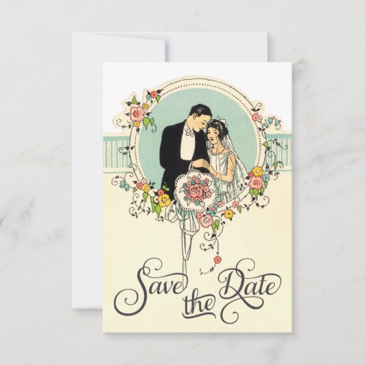 Chic Art Deco 1920er Jahre Braut & Groom Save the Save The Date (Vorderseite)