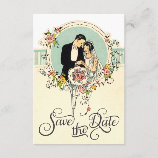 Chic Art Deco 1920er Jahre Braut & Groom Save the Save The Date (Vorderseite)