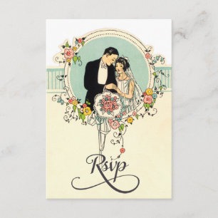 Chic Art Deco 1920er Jahre Braut & Groom Wedding R RSVP Karte