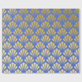 Chic Art Deco Fan Muster Azurblau & Imitate Golden Geschenkpapier (Flach)