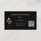 Chic Art Deco Gold Blume Personalisiert Visitenkarte (Rückseite)