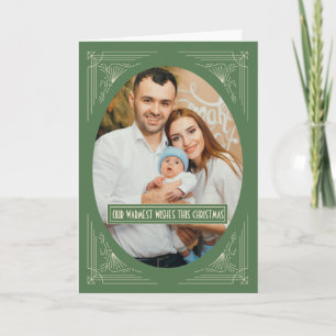 Chic Art Deco Green Frame Custom Foto Weihnachten