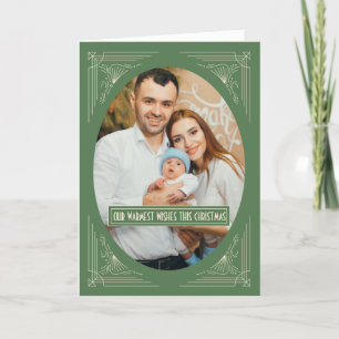 Chic Art Deco Green Frame Custom Foto Weihnachten 