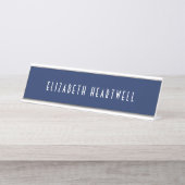 Chic Art Deco Typografie Navy Blue Schreibtischnamensplakette (Vorderseite )