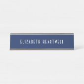 Chic Art Deco Typografie Navy Blue Schreibtischnamensplakette (Vorderseite )