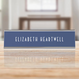 Chic Art Deco Typografie Navy Blue Schreibtischnamensplakette