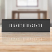 Chic Art Deco Typografie Schwarzweiß Schreibtischnamensplakette