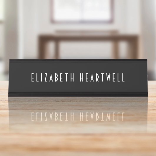 Chic Art Deco Typografie Schwarzweiß Schreibtischnamensplakette