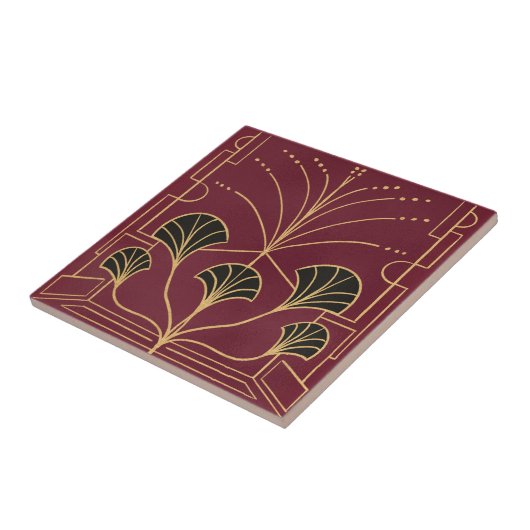 Chic Art Deko Kirschrottpalmen Fliese (Seite)