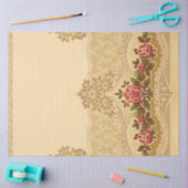 Chic Art Nouveau Gold und Pink Floral Seidenpapier (Basteln)