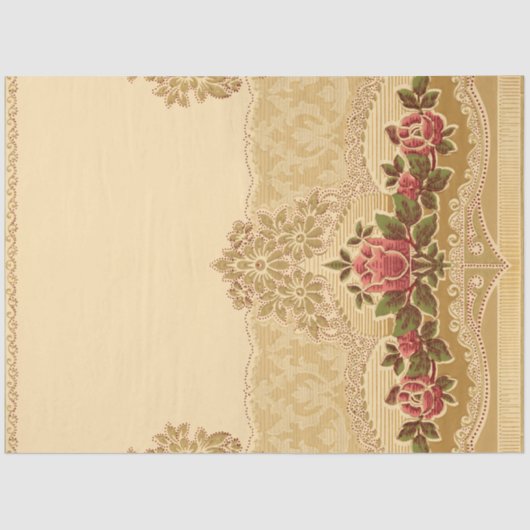 Chic Art Nouveau Gold und Pink Floral Seidenpapier (Vorderseite)