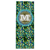 Chic Artistic Contemporary Green Pattern Geschenktüte Für Weinflaschen (Vorderseite)
