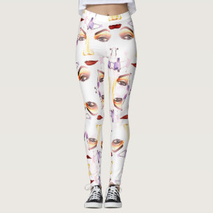 Chic Artistic Feminées Elements in Watercolor Leggings