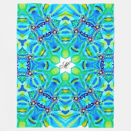 Chic Artistic Mandala Artwork a Aqua Colors Fleecedecke (Vorderseite)