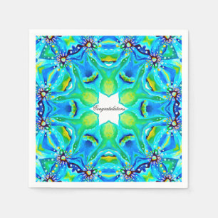 Chic Artistic Mandala Artwork a Aqua Colors Serviette
