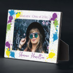 Chic Artistic Spatter Paint Graduate 5x7 Desktop  Fotoplatte<br><div class="desc">An boldly colorful spatter paint edged photo frame for the more artistic High School or College/University Grad! Matching Grad invitation & thank you card in my store!</div>