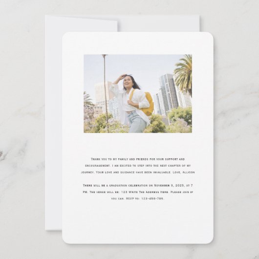 Chic ästhetische Typografie Moderner Abschluss Ankündigung (Rückseite)