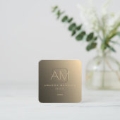 Chic Atemberaubend Imitats Golden Monogram Quadratische Visitenkarte (Stehend Vorderseite)