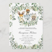 Chic Australian Animals Greenery Twins Baby Shower Einladung (Vorne/Hinten)