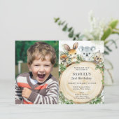 Chic Australian Animals Rustic Wood Birthday Foto Einladung (Stehend Vorderseite)