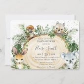 Chic Australian Animals Wood Greenery Baby Shower Einladung (Vorderseite)