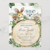 Chic Australian Animals Wood Greenery Baby Shower Einladung (Vorne/Hinten)