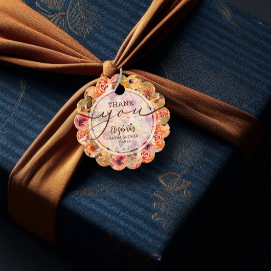 Chic Autumn Floral Brautparty Vielen Dank Geschenkanhänger