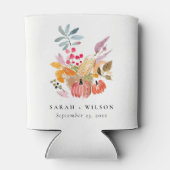 Chic Autumn Harvest Pumpkin Watercolor Wedding Dosenkühler (Rückseite)