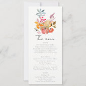 Chic Autumn Harvest Pumpkin Wedding Menu Card Einladung (Vorderseite)