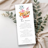 Chic Autumn Harvest Pumpkin Wedding Menu Card Einladung