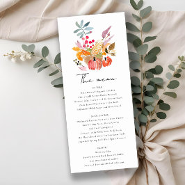Chic Autumn Harvest Pumpkin Wedding Menu Card Einladung
