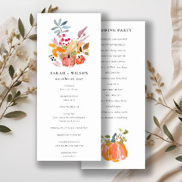 Chic Autumn Harvest Pumpkin Wedding Program Einladung