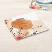 Chic Autumn Peach Watercolor Rechteckiger Pappuntersetzer (angewinkelt)