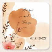 Chic Autumn Peach Watercolor Rechteckiger Pappuntersetzer (Vorderseite)