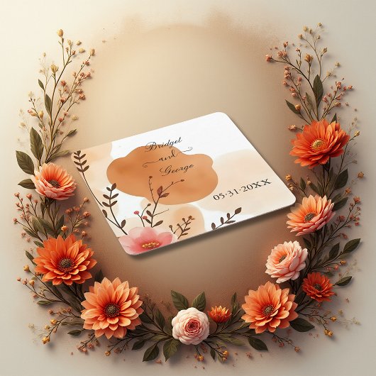 Chic Autumn Peach Watercolor Rechteckiger Pappuntersetzer