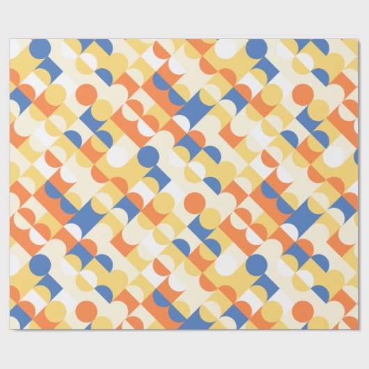Chic Azure Blue Sunny Yellow Circles Art Pattern Geschenkpapier (Flach)