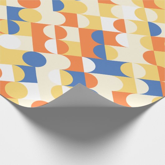 Chic Azure Blue Sunny Yellow Circles Art Pattern Geschenkpapier (Ecke)