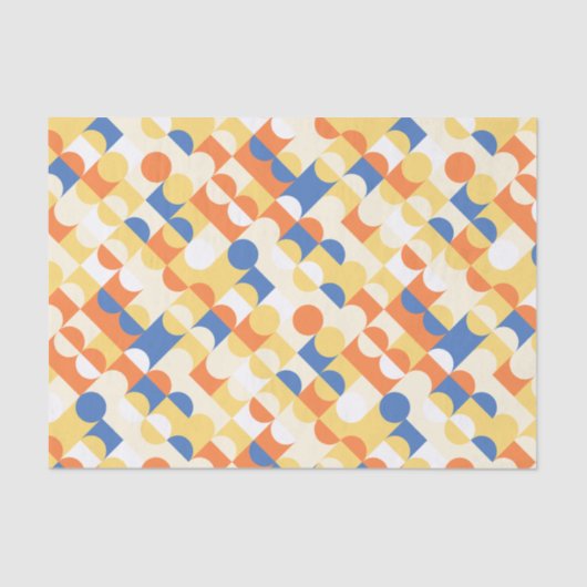 Chic Azure Blue Sunny Yellow Circles Art Pattern Seidenpapier (Vorderseite)