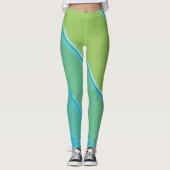 Chic Azure Blue unter Blassgelb Bandprint Leggings (Vorderseite)