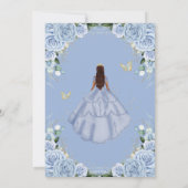 Chic Baby Blue Blume Brown Princess Quinceañera Einladung (Rückseite)