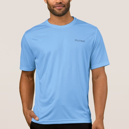 Chic Baby Blue Custom Monogram Personalisiert Name T-Shirt (Vorderseite)