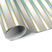 Chic Baby Blue Stripes auf Silver Background Geschenkpapier (Rolleneckpunkt)
