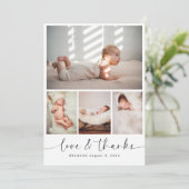 Chic Baby Dusche 4 Foto Collage Vielen Dank Dankeskarte (Stehend Vorderseite)