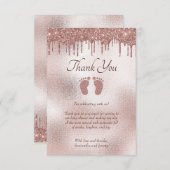 Chic Baby Dusche Pink Glitzer Tropfen Dankeskarte (Vorne/Hinten)