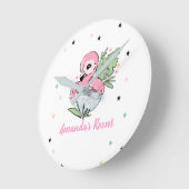 Chic Baby Flamingo, Stars, Prinzessin Runde Wanduhr (Winkel)