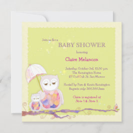 Chic Baby Green Owl Baby Dusche Einladung