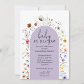 Chic Baby in Bloom Lila Baby Dusche Einladung (Vorderseite)