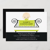 Chic BABY in Crib Baby Dusche Einladung Grün (Vorne/Hinten)