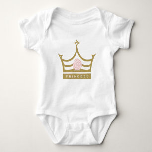 Chic-Baby-Rosa-Rose und Goldprinzessin Crown Baby Strampler